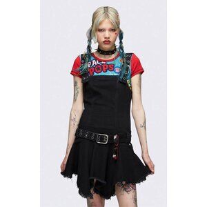 MINGA LONDON Claire black asymmetrical denim mini dress